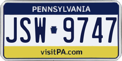 PA license plate JSW9747