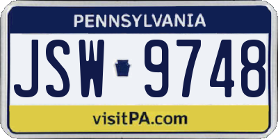 PA license plate JSW9748