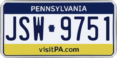 PA license plate JSW9751