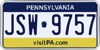 PA license plate JSW9757