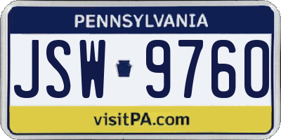 PA license plate JSW9760