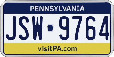 PA license plate JSW9764