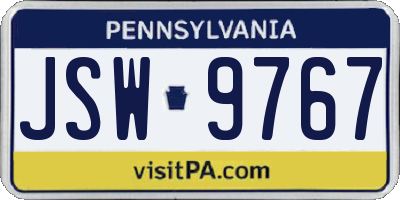 PA license plate JSW9767