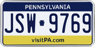 PA license plate JSW9769