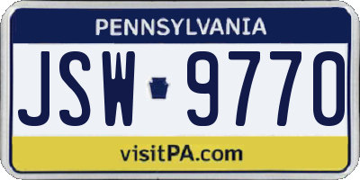 PA license plate JSW9770