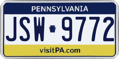 PA license plate JSW9772