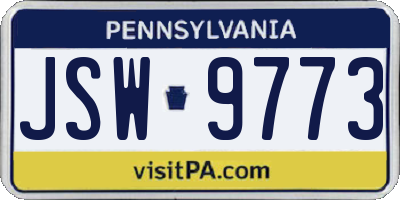 PA license plate JSW9773