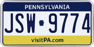 PA license plate JSW9774