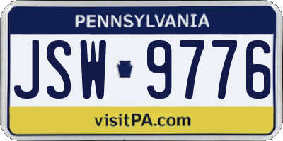 PA license plate JSW9776