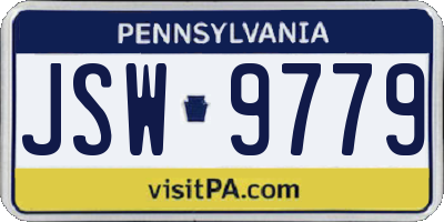 PA license plate JSW9779