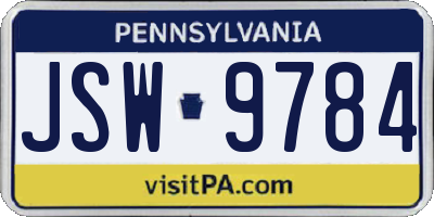 PA license plate JSW9784