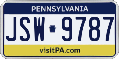 PA license plate JSW9787