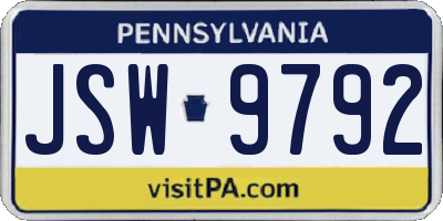 PA license plate JSW9792