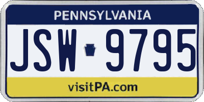 PA license plate JSW9795