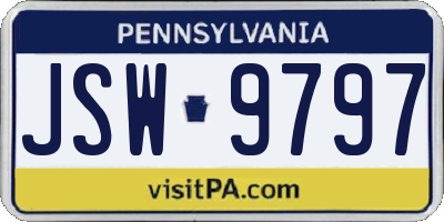 PA license plate JSW9797