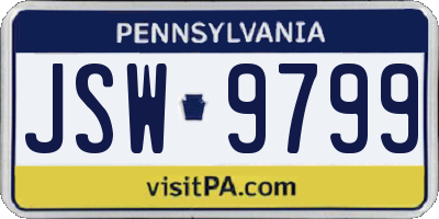 PA license plate JSW9799