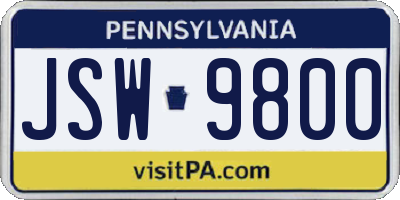 PA license plate JSW9800