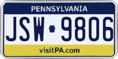 PA license plate JSW9806