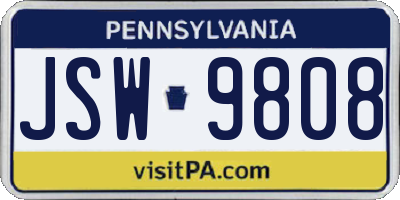 PA license plate JSW9808