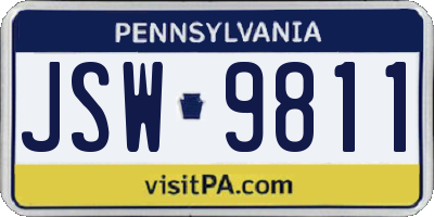 PA license plate JSW9811