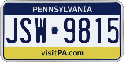 PA license plate JSW9815