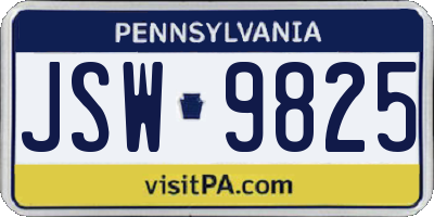 PA license plate JSW9825