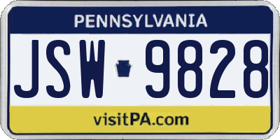 PA license plate JSW9828