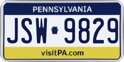 PA license plate JSW9829