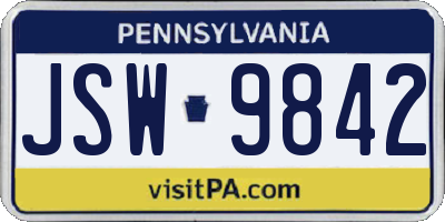 PA license plate JSW9842
