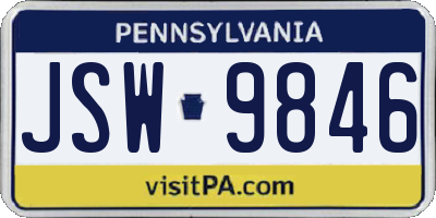 PA license plate JSW9846