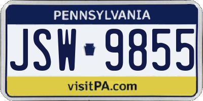 PA license plate JSW9855