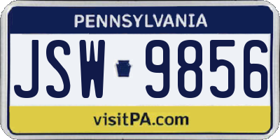 PA license plate JSW9856
