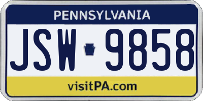 PA license plate JSW9858