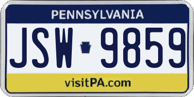 PA license plate JSW9859