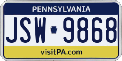 PA license plate JSW9868