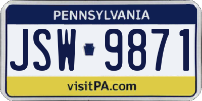 PA license plate JSW9871