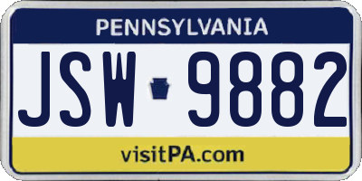 PA license plate JSW9882