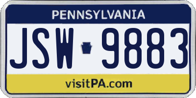 PA license plate JSW9883