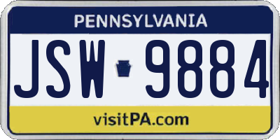 PA license plate JSW9884