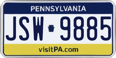 PA license plate JSW9885