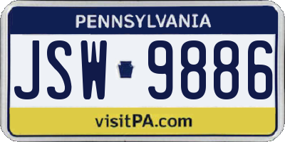 PA license plate JSW9886
