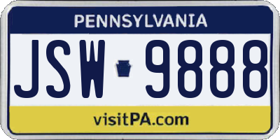 PA license plate JSW9888