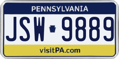 PA license plate JSW9889