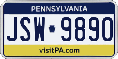 PA license plate JSW9890