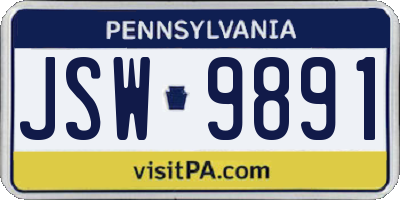 PA license plate JSW9891