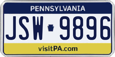 PA license plate JSW9896