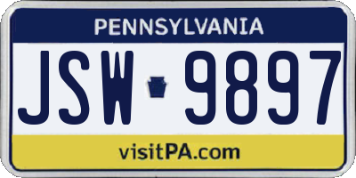 PA license plate JSW9897