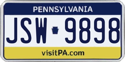 PA license plate JSW9898