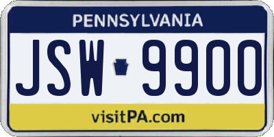 PA license plate JSW9900