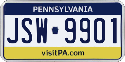 PA license plate JSW9901